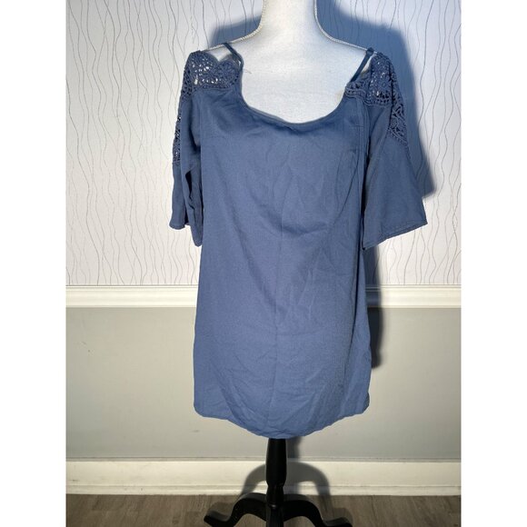 2/$30 Xhilaration Blouse‎ Cold Shoulder top crochet lace Peasant Boho size M - Picture 4 of 9
